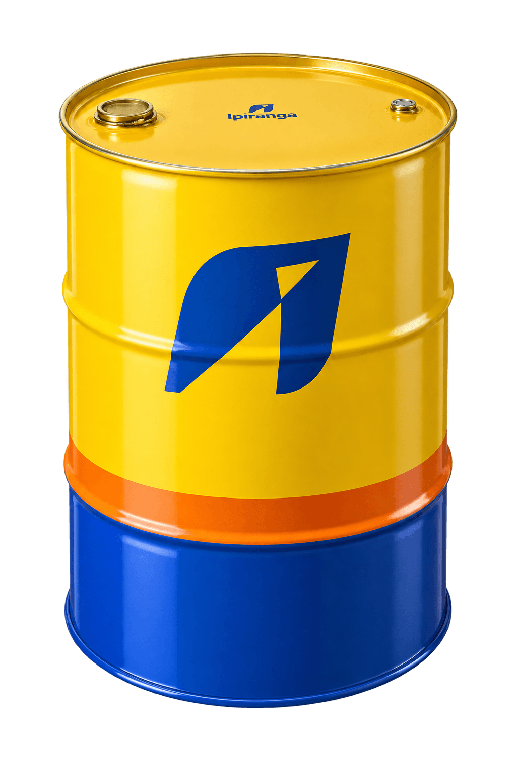 Tambor amarelo e azul de lubrificantes Ipiranga